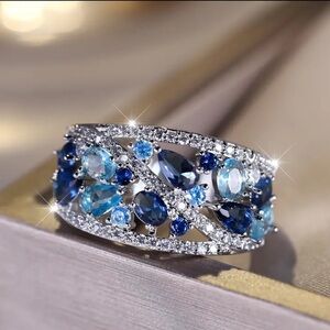 Ring Inlaid Shining Zircon Engagement Wedding Band For Female